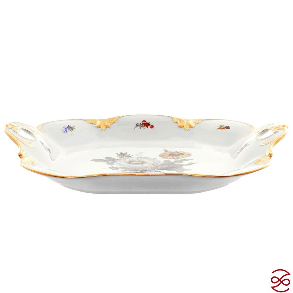 Блюдо квадратное Queen's Crown Мейсенский букет 32см