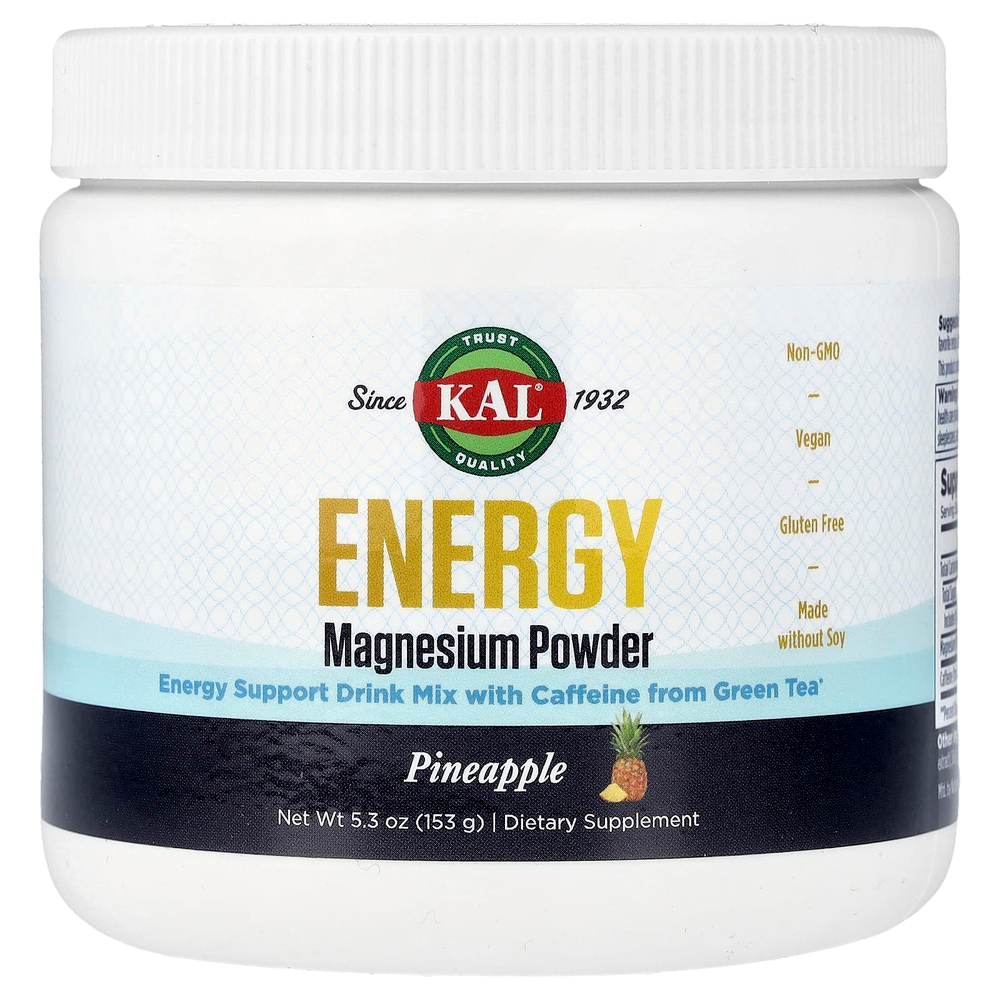KAL, Energy, магний в порошке, со вкусом ананаса, 153 г (5,3 унции)