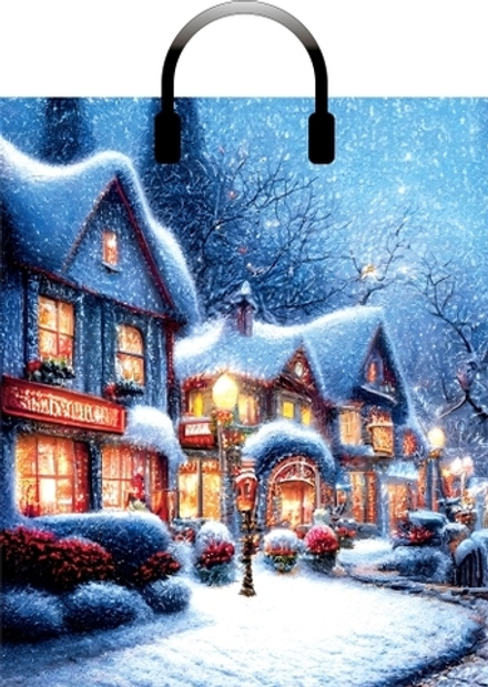 Новогодние пакеты "Рождественская ночь" 38х45+3см 90мкм (5/50шт)