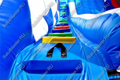 Коммерческий надувной батут-горка "Дракон" 10*5*8 м,без шипов сине-белый