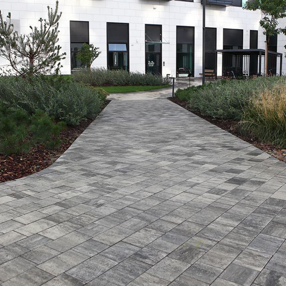 Тротуарная плитка СТАРЫЙ ГОРОД - Листопад гладкий Антрацит, комплект из 3 видов плит