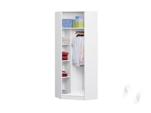 Шкаф угловой Детская Вега ЛДСП FASHION (белый/белый; розовый)