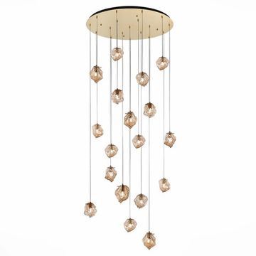 Светильник подвесной 18*E14 SL1175.303.18 латунь/янтарный Portici ST-Luce