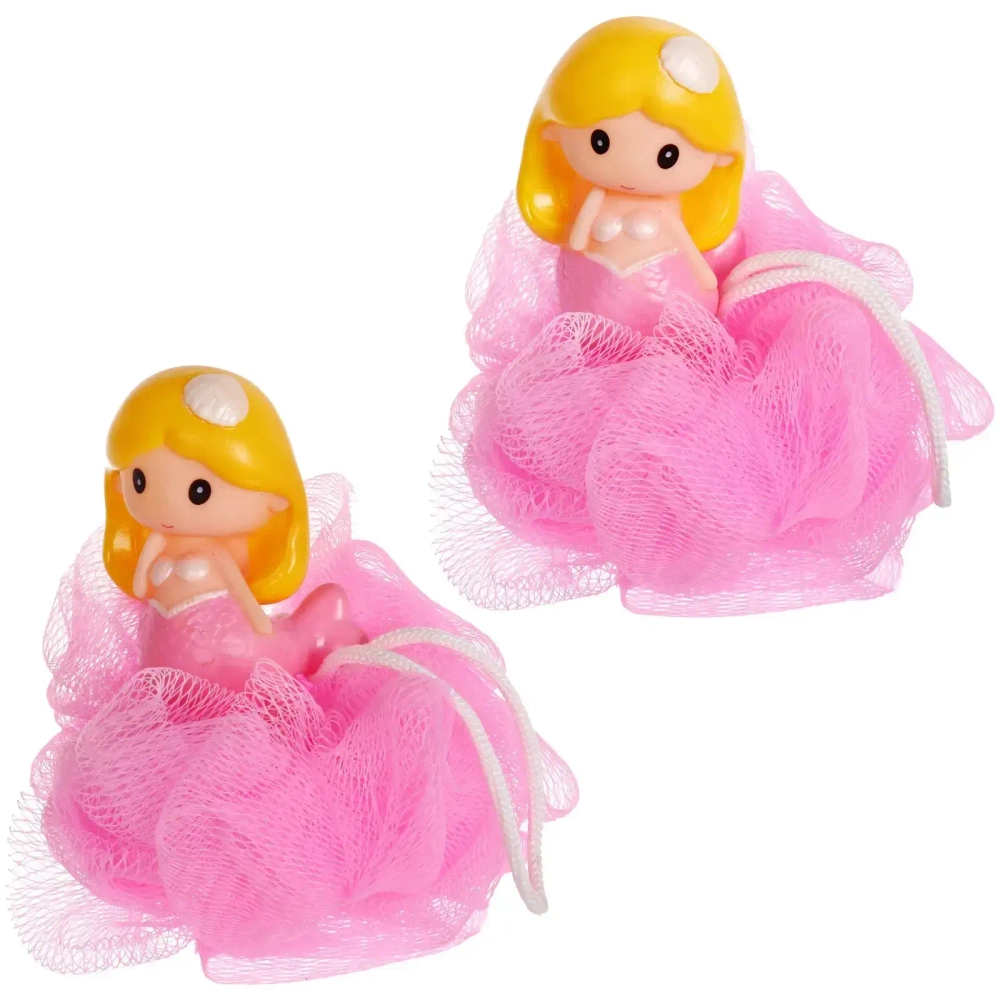 Мочалка-шар для тела полипропиленовая детская «Baby Boom - Русалочка», цвет розовый, 20гр, d-11см●