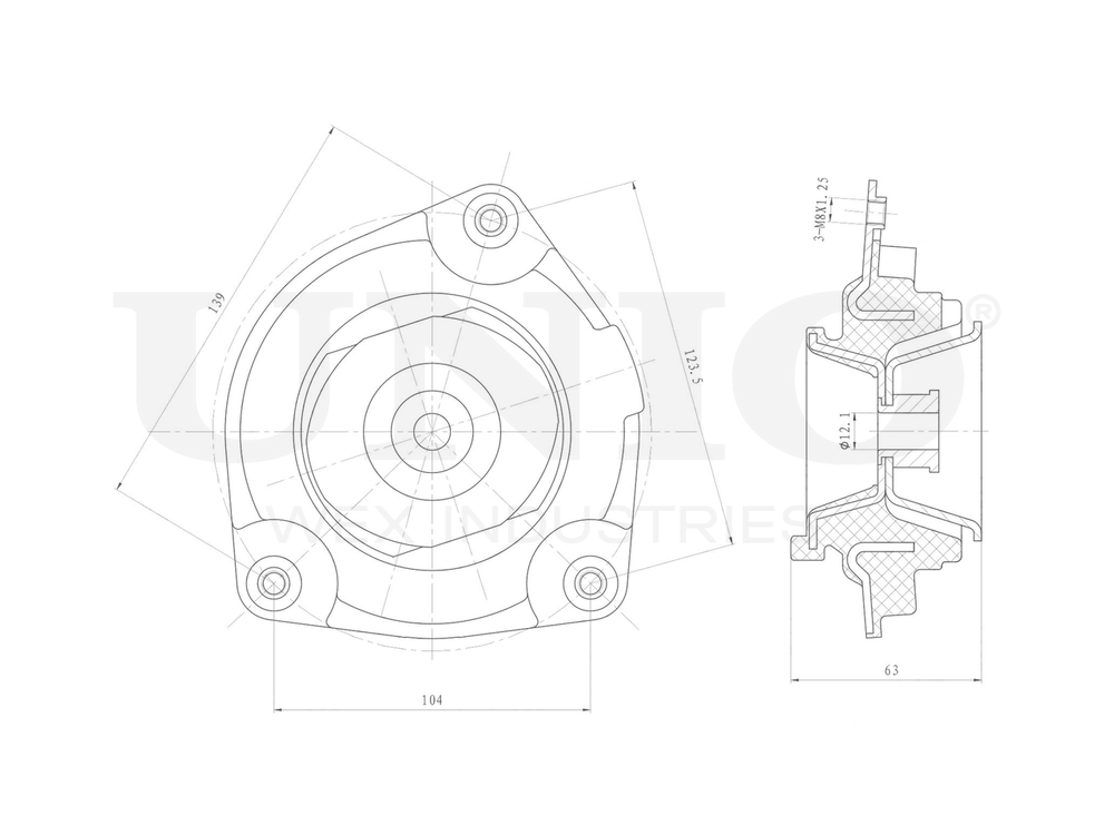 Опора амортизатора передняя левая UNIO RMP-13049