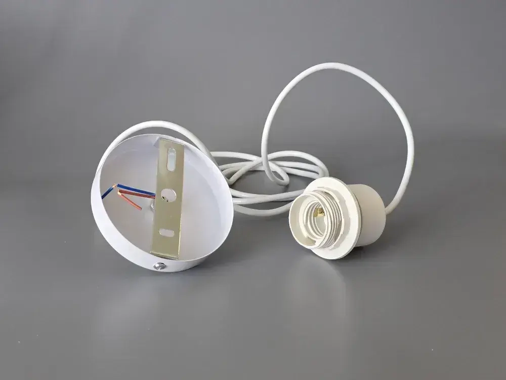 Патрон подвесной Е27 шнур подвес потолочный для светильника и люстры для лампы и абажура декоративный, белый, 1.9м, цоколь Е27, 60 Вт, 1 шт.