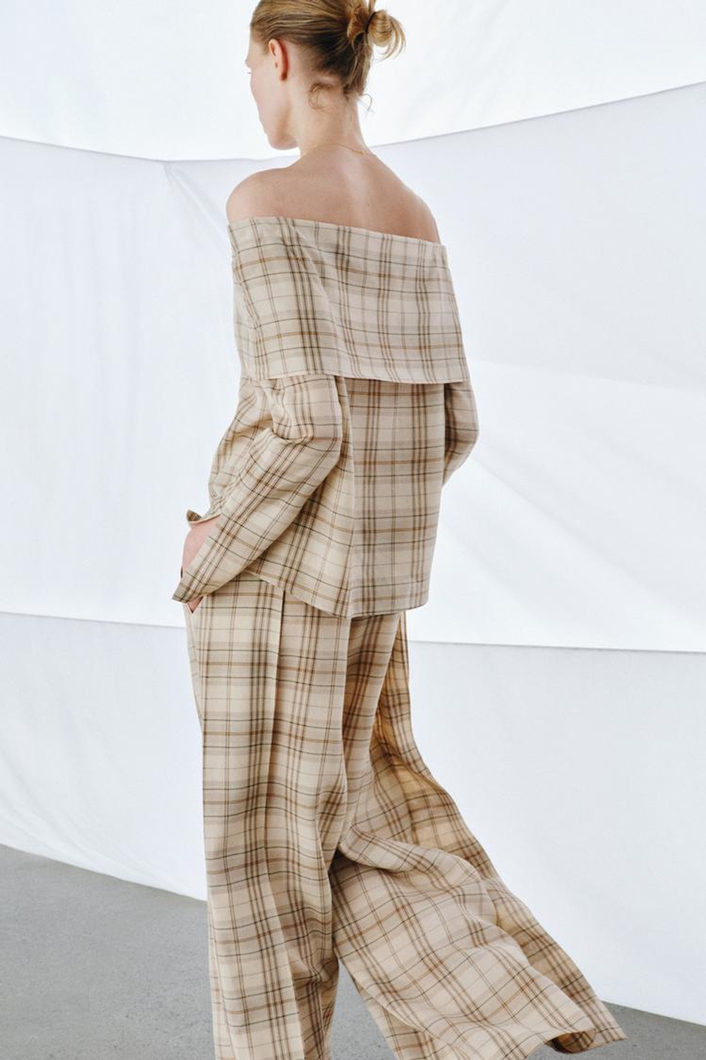 ZARA ТОП В КЛЕТКУ — ZW COLLECTION, БЕЖЕВЫЙ