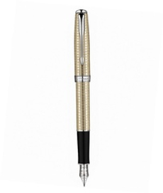 Перьевая ручка Parker Sonnet`10  Cisele Decal,  F535 (серебро 925 пробы) цвет: Silver CT, перо: Fblk, 18К