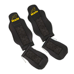 Чехлы MAN TGX, TGS с 2021 года c регулировкой ремня безопасности водителя по высоте  (экокожа, желтая строчка)