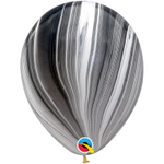 Шар латексный 28см Супер Агат Мрамор (Черный)