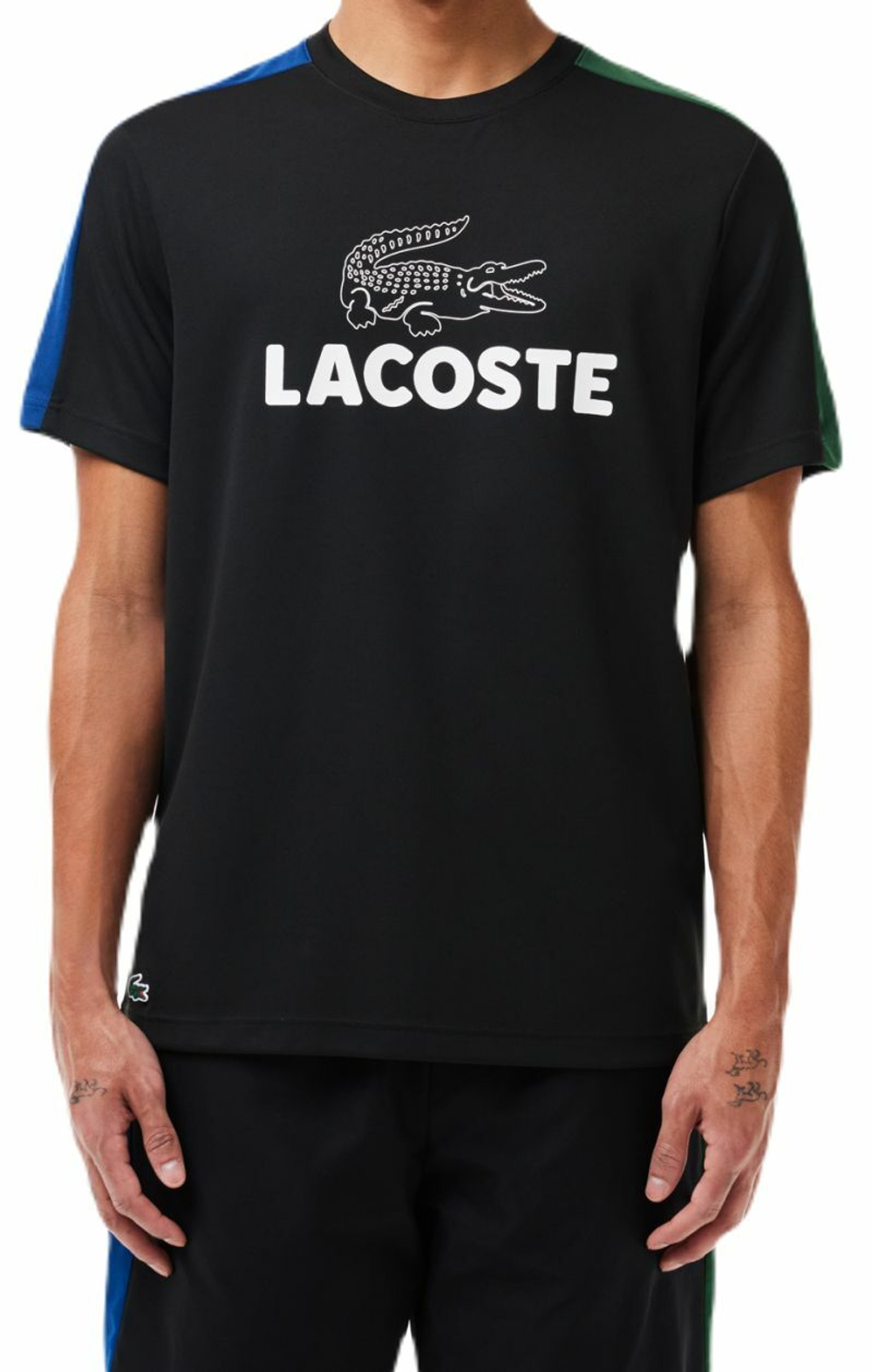 Мужская теннисная футболка Lacoste Ultra-Dry Printed Colour-Block Tennis T-Shirt - black/blue/green