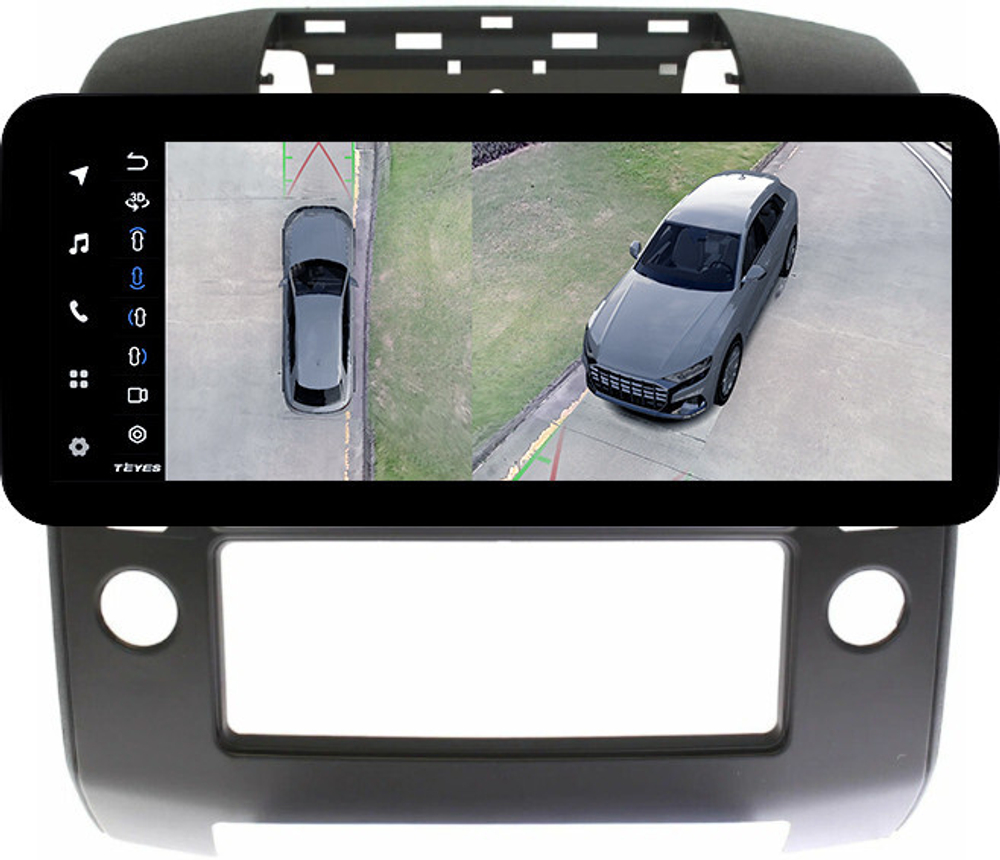 Магнитола для Nissan Navara D40 2004-2014 (кондиционер) - Teyes LUX ONE 360 монитор 12.3" 2K QLED на Android 10, 6Гб+128Гб, CarPlay, 4G SIM-слот, 4 камеры в комплекте