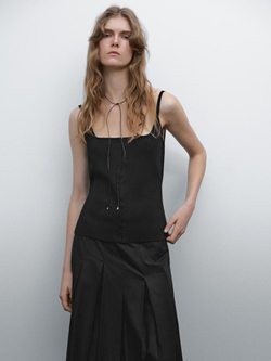 Massimo Dutti Топ-корсет облегающего кроя, черный