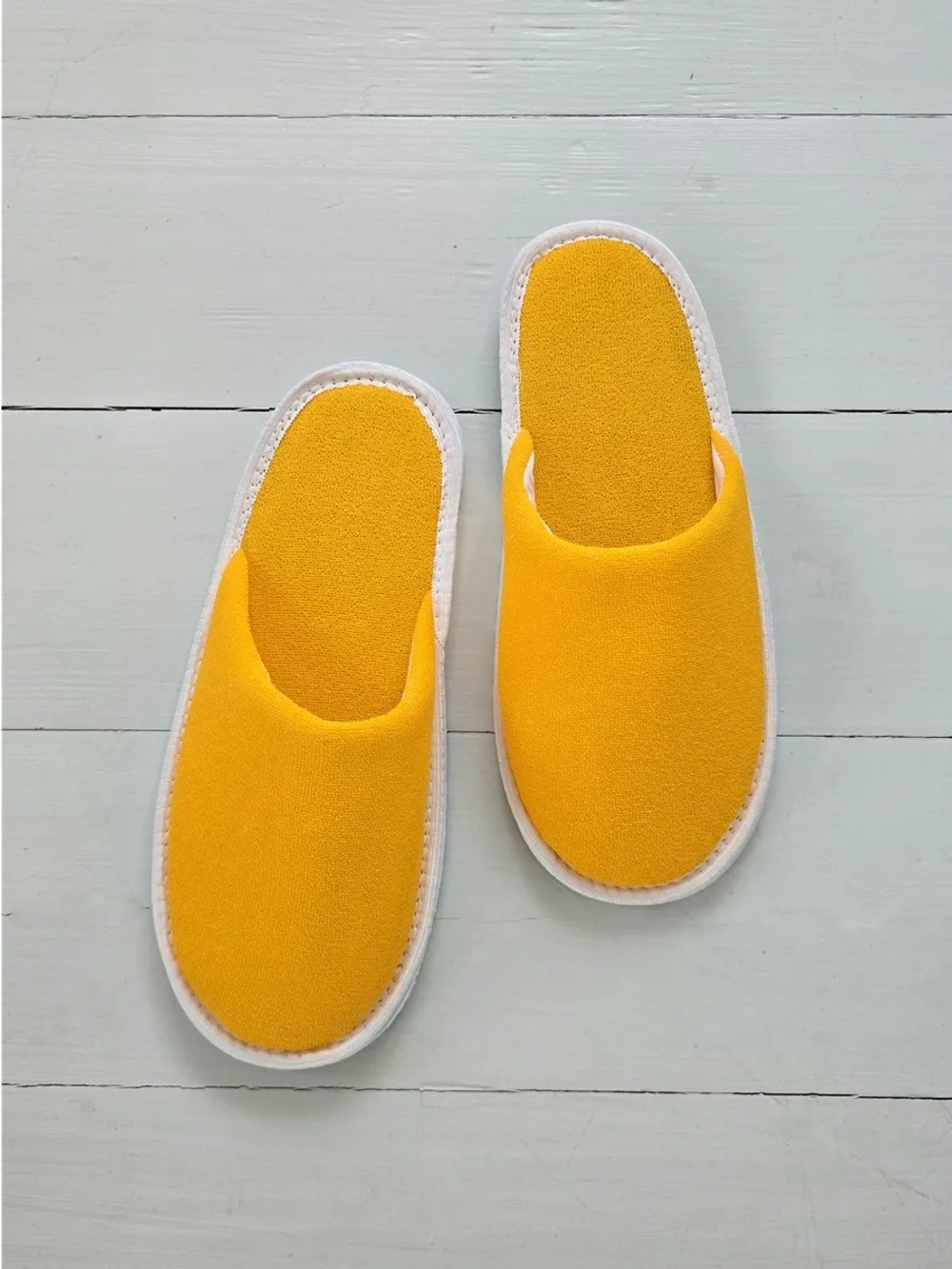 Тапочки трикотажные махровые желтые
