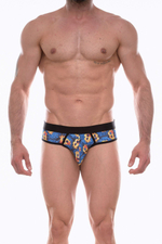 Синие трусы-брифы с разноцветным принтом Don Moris (Размер: M) (Цвет: синий)