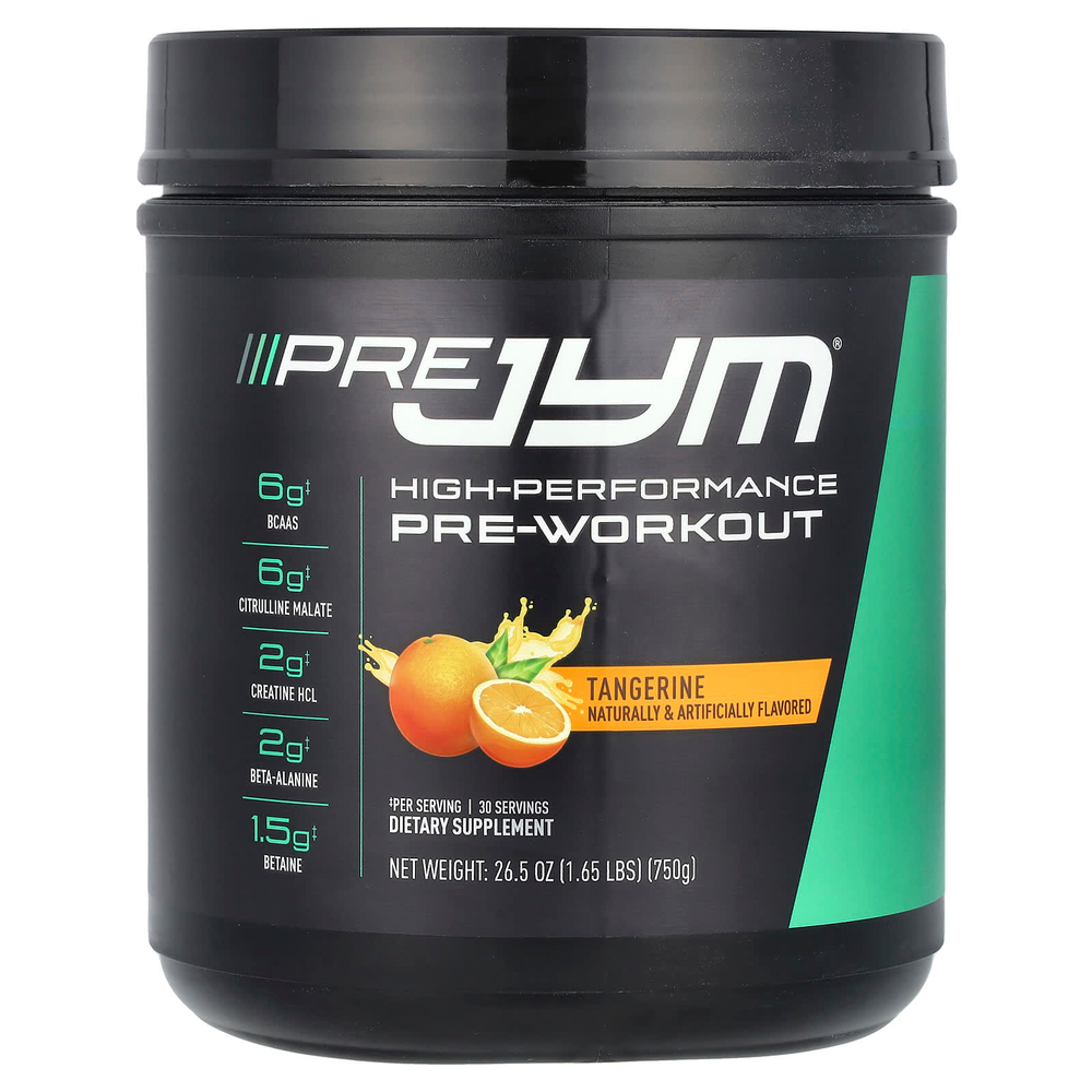 JYM Supplement Science, Pre JYM, высокоэффективный предтренировочный продукт, мандарин, 750 г (1,65 фунта)