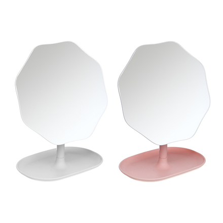 ЮНИLOOK Зеркало настольное с подставкой, пластик, стекло, высота 21 см, диаметр 16 см, 2 цвета