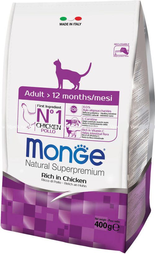 Сухой корм Monge Adult для взрослых кошек, курица, 400 г