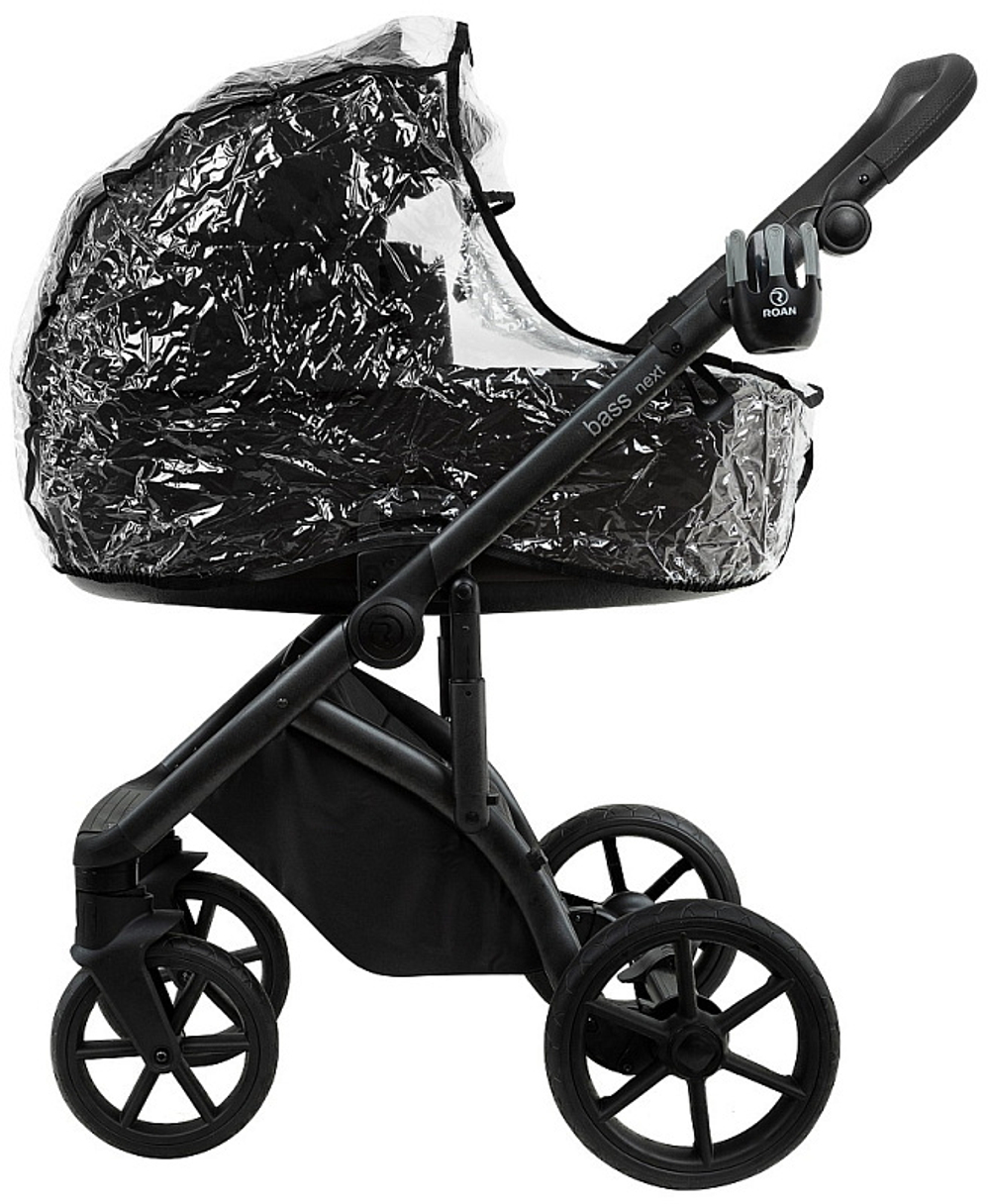 Детская коляска Roan Bass Next 2.0 3 в 1 с автокреслом Tutis Elo Lux EduSky Black BSN/40/2 Caviar Black/Black/руч.Black