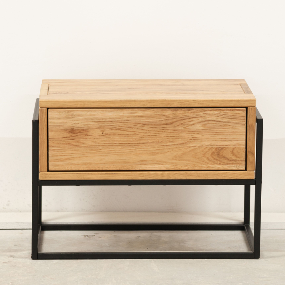 Тумба прикроватная G+K с ящиком на ножках из массива дикого дуба в стиле лофт