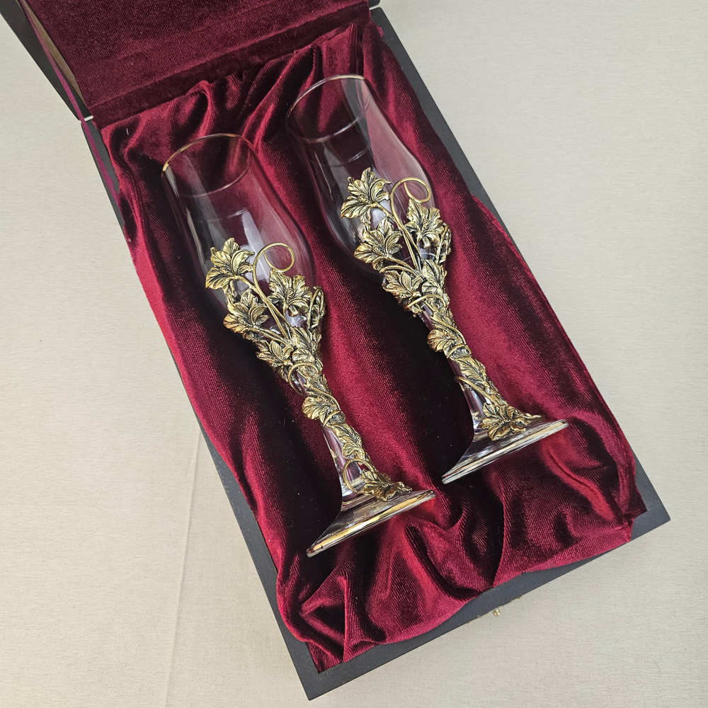 Набор бокалов для Шампанского на 2 персоны "Цветочный"