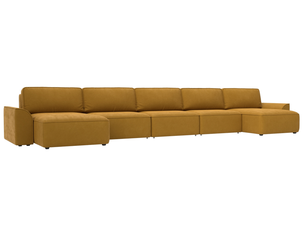 Диван П-образный Лига-048 НПБ МегаЛонг, BRUT 10 желтый, Велюр, 128319