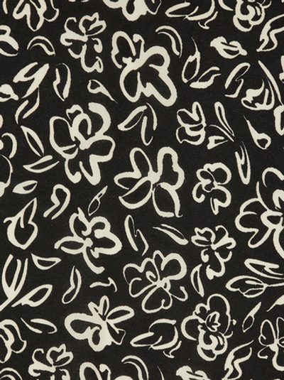 Ткань штапель набивной Цветы ассорти средние бежевые на черном, 105 гр/м, ш. 142 см