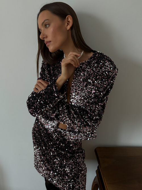 Жакет из пайеток розовый