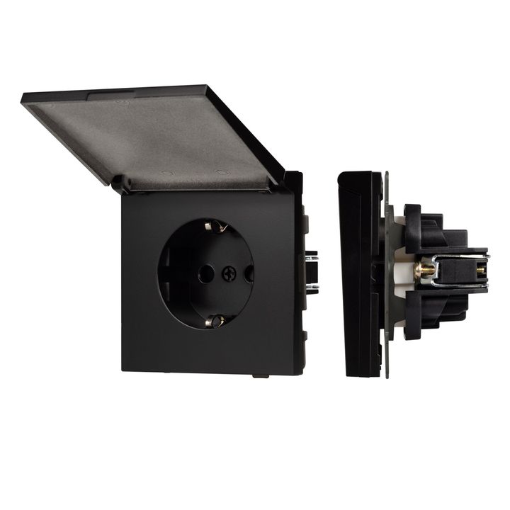 Механизм розетки влагозащищённый SCT-TENDO-MCP-PL-BK (230V, 16A) Arlight 054091