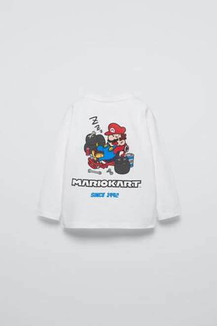 ZARA ЛОНГСЛИВ MARIO KART ©NINTENDO, ЖЕЛТОВАТО-БЕЛЫЙ