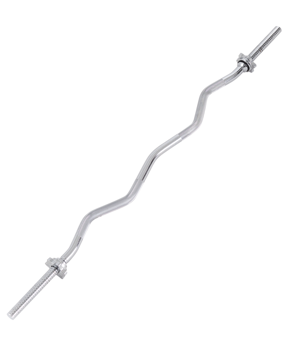 Гриф для штанги BB-101 EZ-образный, d=25 мм, металл, с металлическими замками, хром, 120 см