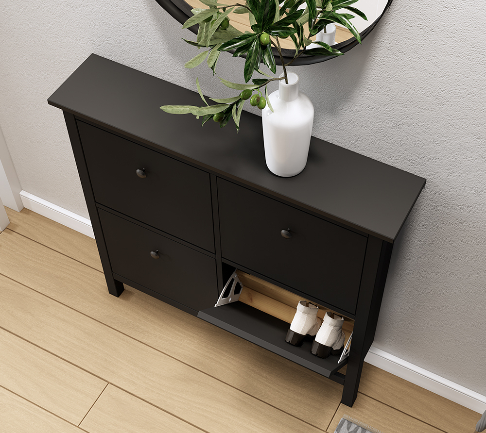 Обувница 4 ящика КЫМОР (HEMNES), 106х101х22 см, черный