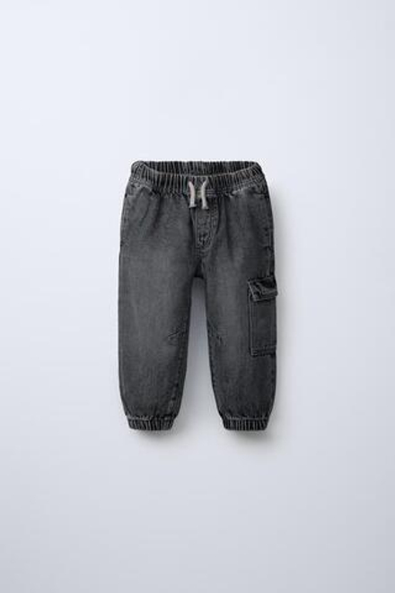 ZARA ДЖИНСЫ ДЖОГГЕРЫ В СТИЛЕ КАРГО, СЕРЫЙ
