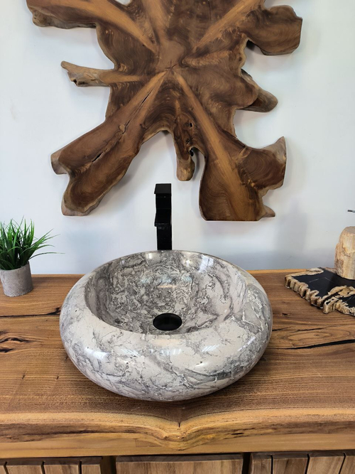 Раковина из мрамора Donut Doreng Grey DM-65867 45х45х13