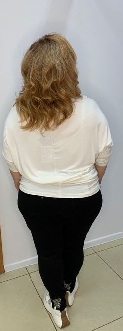 Белая туника с принтом из надписей и страз