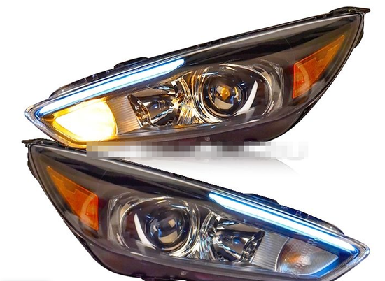 Передние фары Форд Фокус 3 2015-2017 ST style V17 type [КОМПЛЕКТ Л+П; ходовые огни; би LED линза; электрокорректор]