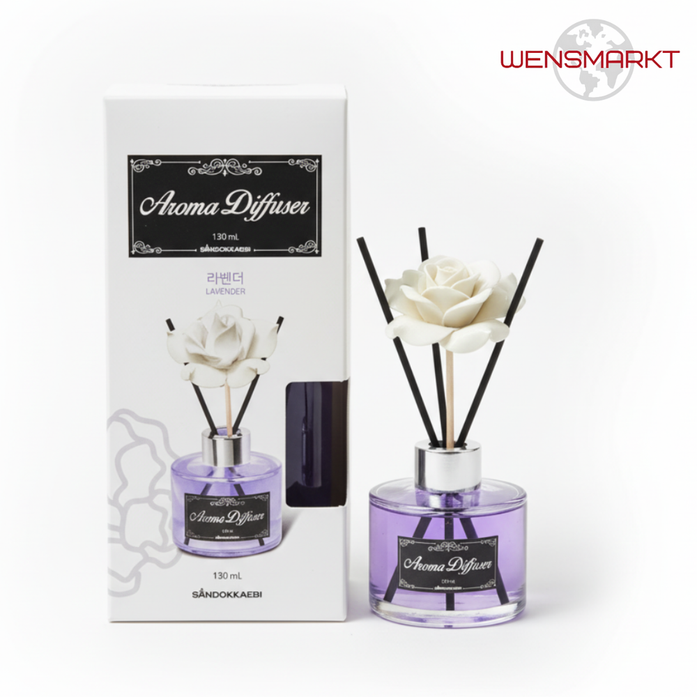 Диффузор стеклянный флакон + палочки Жасмин и фиалка 70 мл (Корея)