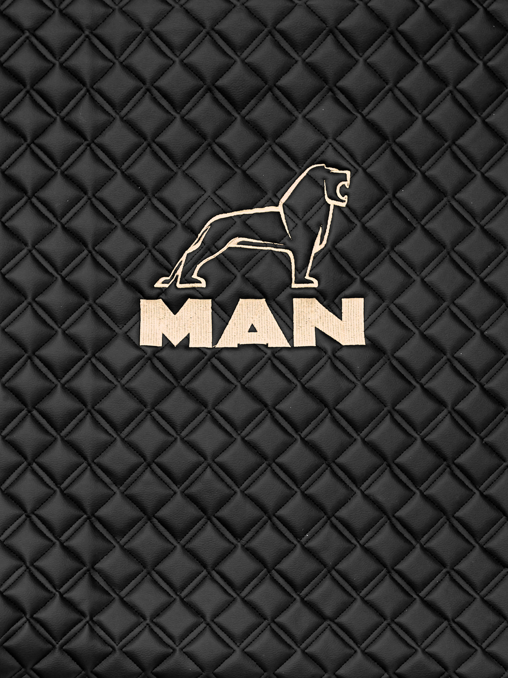 Ковры MAN TGX с 2-мя ящиками (автомат) (экокожа, черный, бежевый кант, бежевая вышивка)