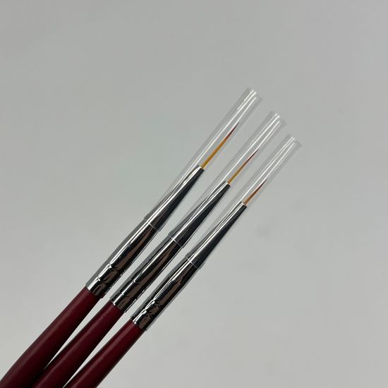 Набор тонких кистей для дизайна 3шт коричневая ручка