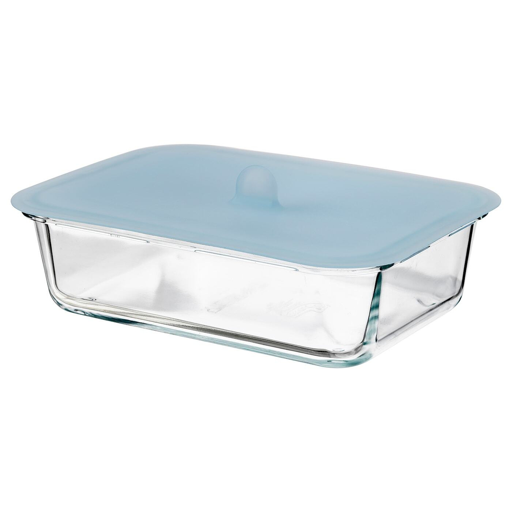 IKEA 365+ Контейнер для продуктов с крышкой, прямоугольный, стекло/силикон, 1,0 л