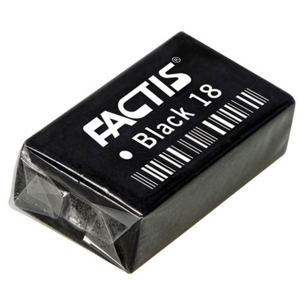 Ластик FACTIS Black 18 (Испания), 41х24х13 мм, черный, прямоугольный, супермягкий, CPFBL18