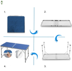 Стол складной металл, прямоугольный, 120х60х68.5 см, столешница МДФ, син, 4 стула