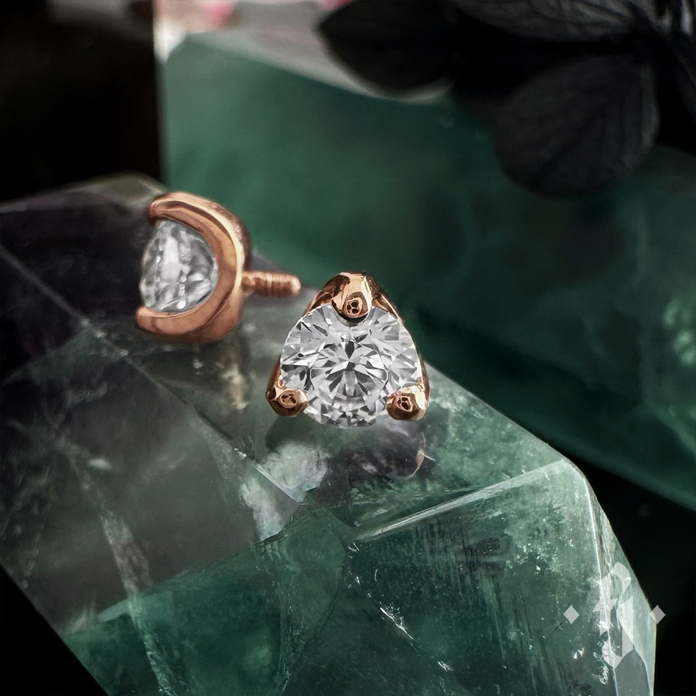 Накрутка "Three Prongs" - Розовое золото - White CZ