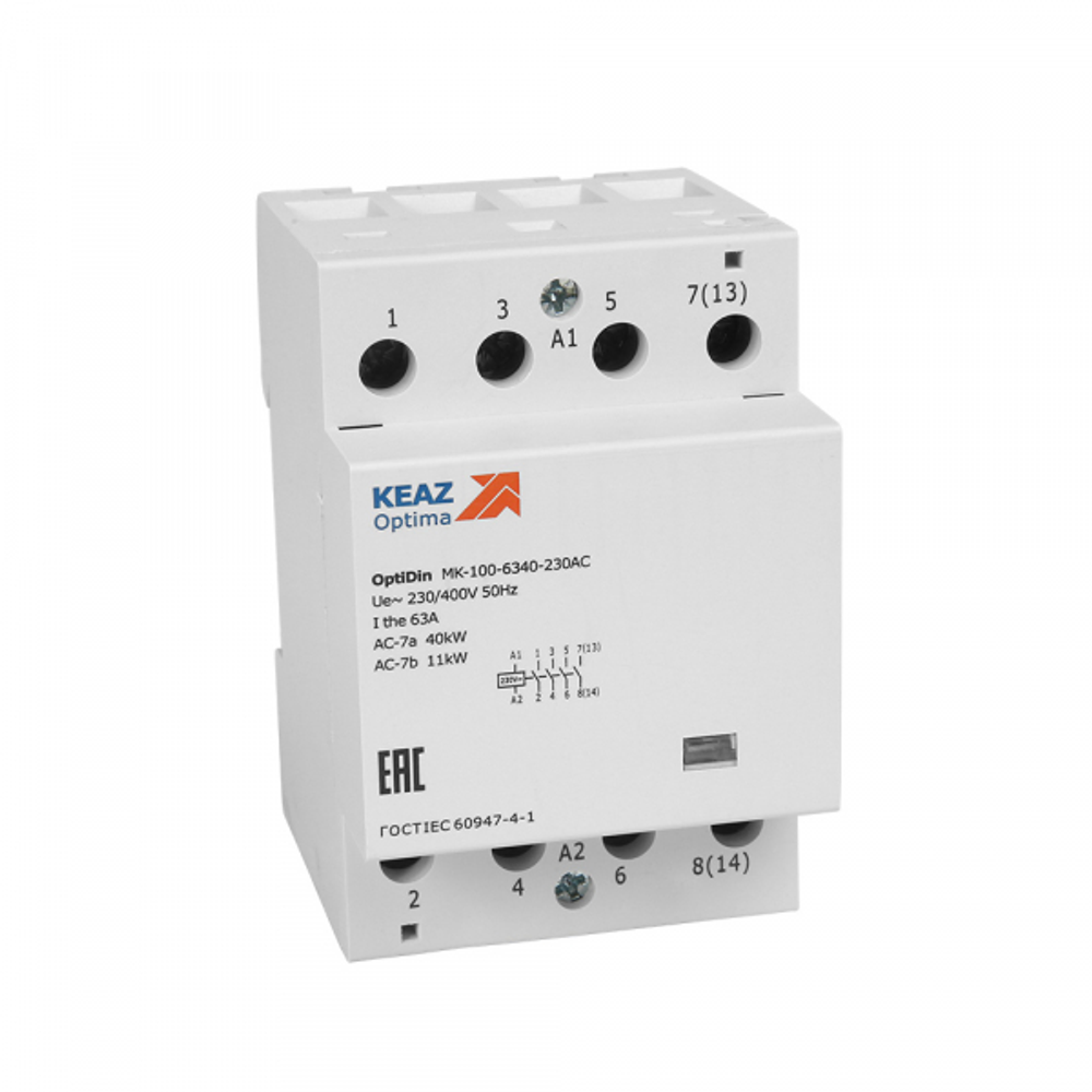 Контактор модульный 63А 230В 4НЗ AC MK-100-6304-230AC 321199 КЭАЗ