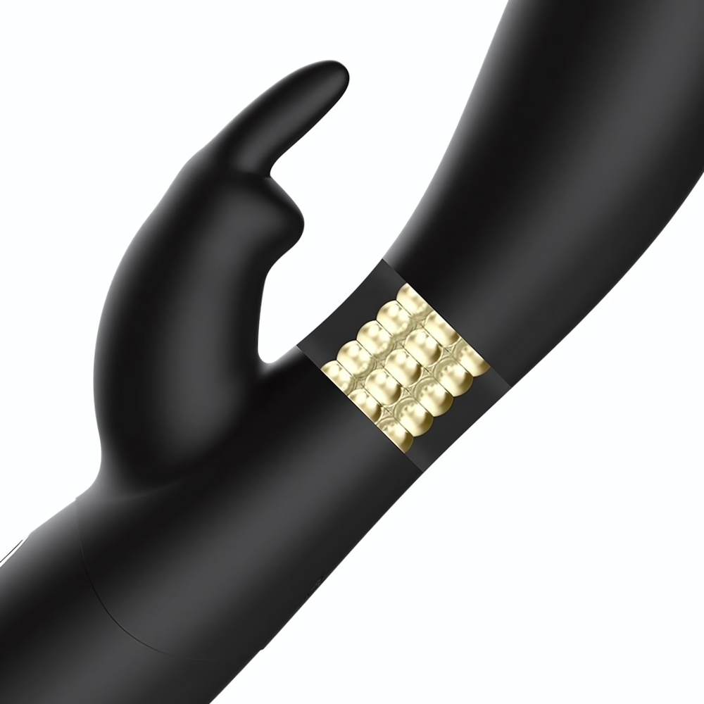 Черный вибратор-кролик с ротацией - 21,5 см. (Цвет: черный)