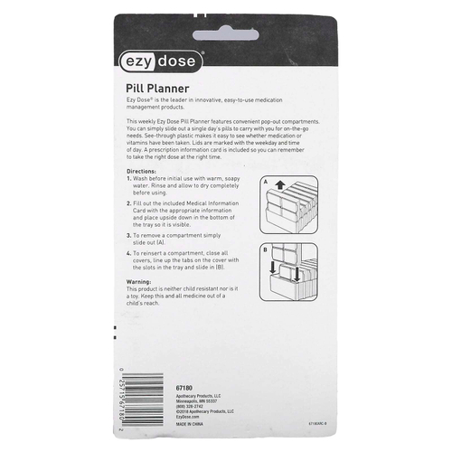 Ezy Dose, ежедневник, 4 раза в день, с всплывающими подсказками, 1 шт.