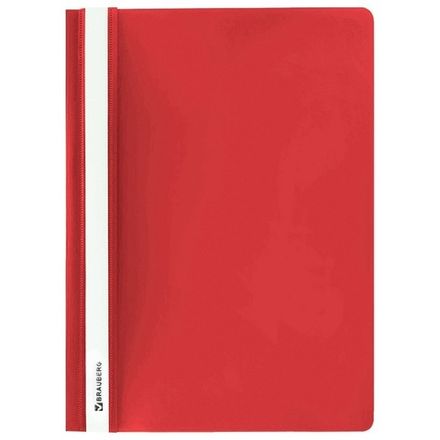 Скоросшиватель с прозрачным верхом А4, пластик 180мкм, Brauberg, красный