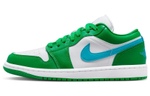 Jordan Air Jordan 1 Low leather trend retro details exquisite shock absorption non-slip wear-resistant low-cut retro basketball shoes women's white, green and blue