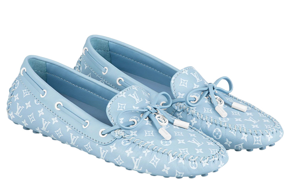 LOUIS VUITTON Lv Gloria Moccasin Shoes "Blue Monogram" Women"s