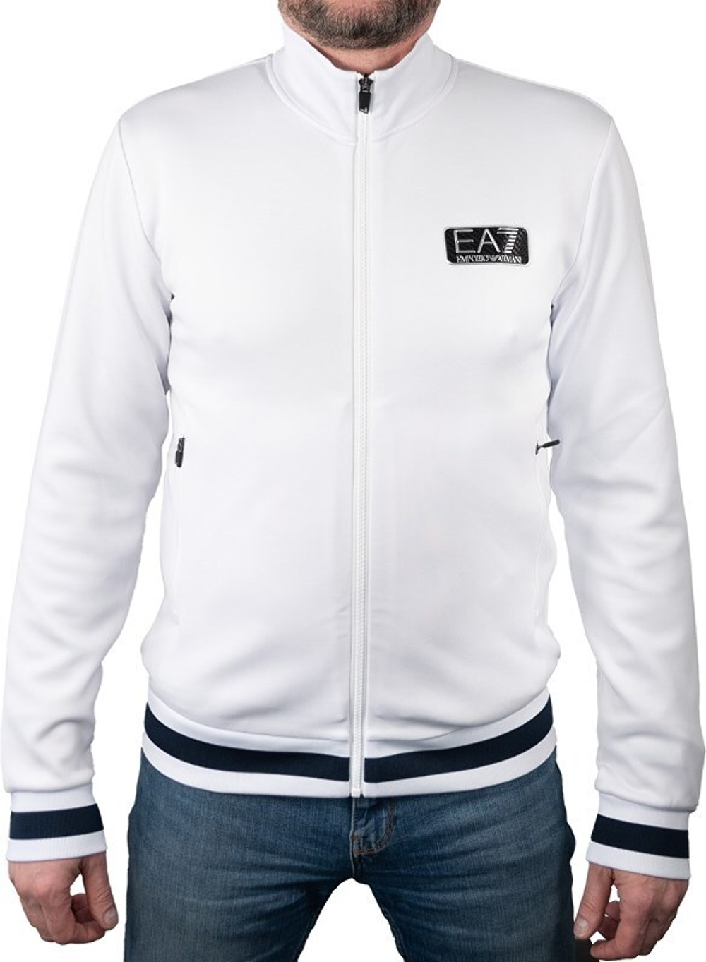Мужская теннисная кофта EA7 Man Jersey Sweatshirt - white